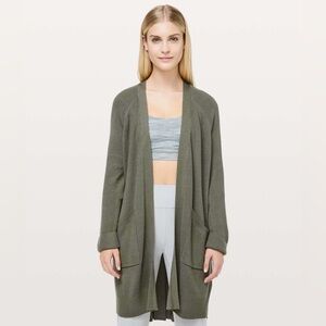 Lululemon Athletica olive green Still at Ease wrap Cardigan sz 8